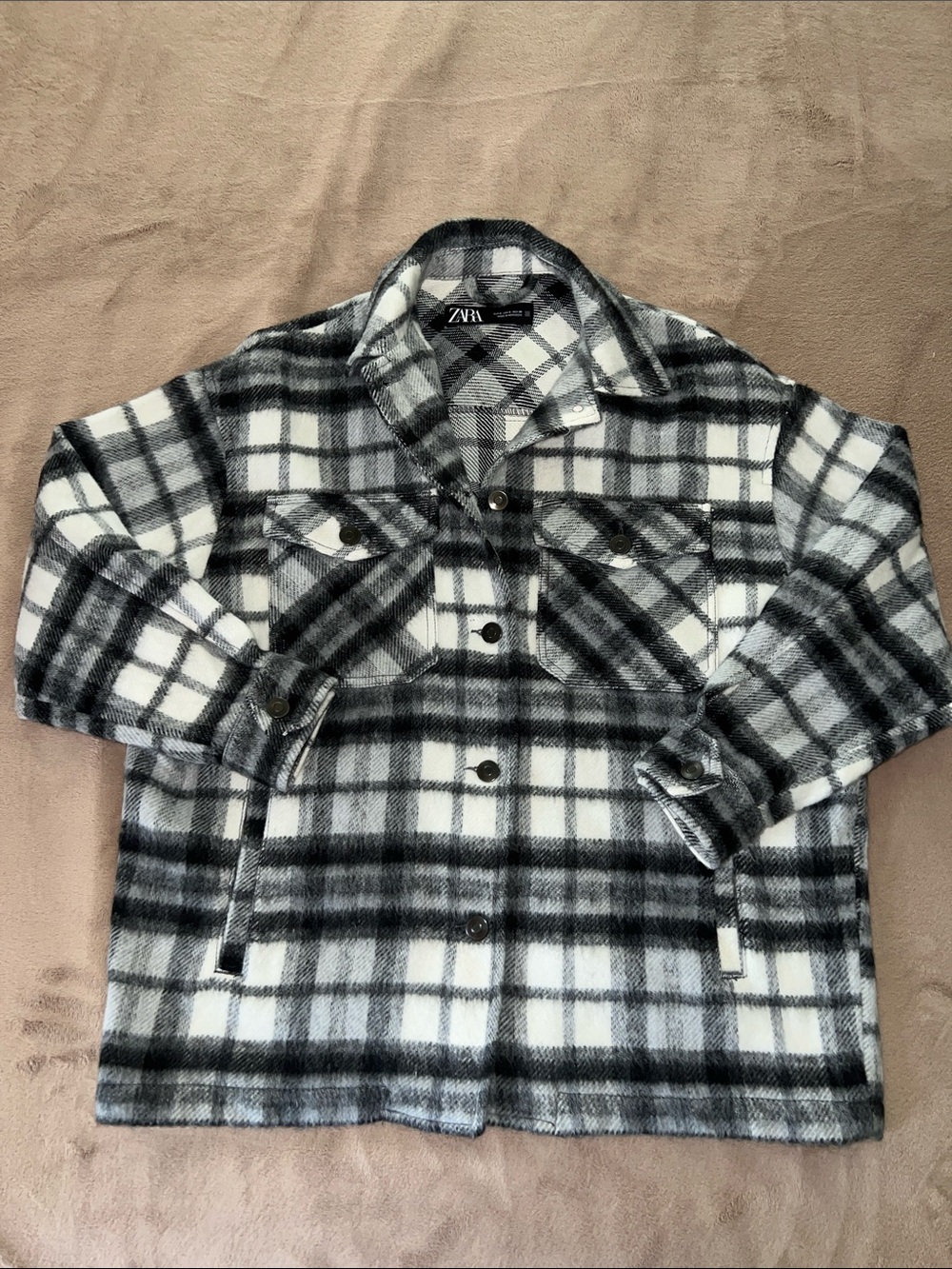 ZARA Black & White Plaid Lightweight Shacket